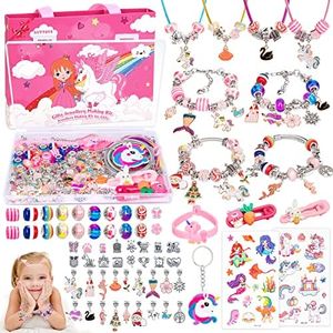 AUTTOYS Regalo Niña 4 5 6 7 8 9 10 11 12 Años, Kit para hacer Pulseras, Manualidades Niñas 5 6 7 8 9 10 Años, Juegos para crear Joyas