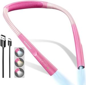 Glocusent Upgraded LED Neck Reading Light, Book Light for Reading in Bed, 30-min Timer, 3 Colors & 3 Brightness Adjustable, Rechargeable & Long Lasting, Perfect for Reading, Knitting & Repairing