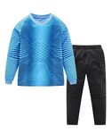 LUCKYLUAN Boys Padded Goalkeeper Soccer Jersey and Pants Long Sleeve Goalie Uniform Kit for Kids and Youth 5-6 Years Blue