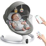 Ixdregan Electric Baby Bouncer, Baby Swing Chair with 5 Swing Speed, Electric Baby Swing with Remote Control Blueteeth Music Timer,10 preset lullabies,Portable Newborn Rocking Chair,2 Toys, (Gray)