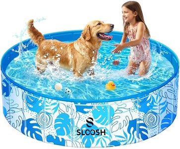 SLOOSH Foldable Dog Kiddie Pool - Portable Hard Plastic Kids Doggie Swimming Pool, Anti-Slip Thick PVC Collapsible Pets Cats Whelping Box Puppy Bathtub (48" x 12")
