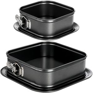 SOUJOY Set of 2 Springform Cake Pan, Non-stick Square Cheesecake Pan, Cake Pan with Removable Bottom, Ice Cream Cake Bakeware, Black