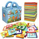 TEYTOY Baby Toy Zoo Series, 26Pcs ABC Alphabet Flash Cards Early Learning Toy with Storage Bag, Washable Cloth Books Soft Letter Toy for Toddlers Kids Boys Girls Over 0 Years