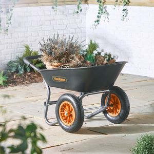 VonHaus 78L Wheelbarrow – Heavy Duty Garden Cart, 2-Wheel, Steel Frame