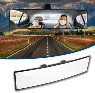 Couslcd Rear View Mirror for Car, 12.1 inch Interior Clip-on Panoramic Convex Rearview Mirrors, HD Anti Glare Wide Angle and Reduce Blind Spot, Universal for SUV Trucks Vehicles (White)