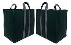 Vertex Pack of 2 Heavy Duty Canvas Grocery Shopping Bag Storage Bags with Reinforced Handles Grocery Shopping Bag Extra Large Size Canvas Storage Bag for Shopping (45x31x43-cms, Green)