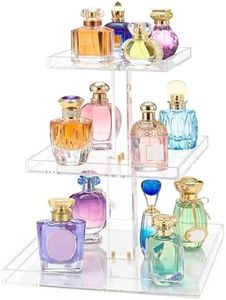 YAGELI 3-Tier Perfume Organizer Stand for Vanity - Large Clear Acrylic Display & Storage for Bathroom Countertop, Dresser | Makeup, Jewelry Holder with Non-Slip Base