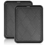 Boot Mat and Tray for Heavy Duty Floor Protection-Pet Bowls-Paint-Dog Bowls, Multi-Purpose, Shoes, Pets, Garden - Mudroom, Entryway, Garage-Indoor and Outdoor Friendly (Black-2 Pack)