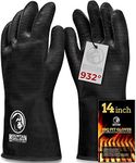 Mountain Grillers 14" Smoker BBQ Grill Extreme Heat Resistant Gloves - High Temperature Hand Protection Thick Gloves for Fire Pit Cooking, Barbecue Grilling, Fryer Oven Neoprene & Waterproof Coating