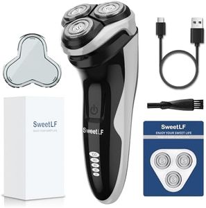 SweetLF Men's Electric Shaver (Plus 3 Blades) : Electric Razor for Men with Pop-up Trimmer, Corded and Cordless Rechargeable 3D Rotary Shaver (Quiet, Charge Time: 1 Hour, Use Time 120 min,Black