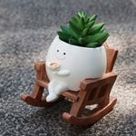 Smiley Face Flower Pot Cute Flower Pots Indoor Outdoor Unique Rocking Chair Flower Pot for Succulents with Drain Hole Gift Ideas for Mom