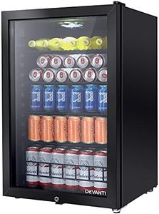 Devanti Bar Fridge, 130L Mini Fridges Organiser Refrigerator Chest Freezer Portable Small Wine Cooler Home Bedroom Car Boat Camp Office Countertop, Fast Frozen Quiet Operation Black