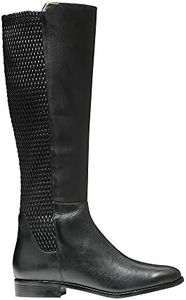 Cole Haan Women's Rockland Boot Riding, Black Leather, 7.5 B US