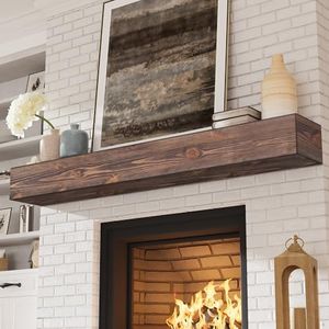 Eshoma Fireplace Mantel - Handcrafted Solid Mantel Shelf for Over Fireplace - Wall Mounted Floating Mantel Shelf with Invisible Brackets - 72 Inch - Aged Brown