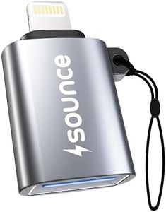 Sounce USB OTG for iPhone/iPad, Lightning OTG Pendrive Adapter Compatible with All iOS Devices, USB Female Support Connect USB Flash Drive, Keyboard, Mouse