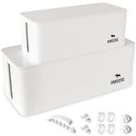 DMoose Cable Management Box - 2 Pack Medium & Large Cord Organizer for Desk & Floor - Cable Organizer Box for Child & Pet - Cable Box Hider for Tidy Office & Home - Power Strip Cover for TV & Computer