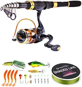 Sougayilang Fishing Rod Reel Combos Carbon Fiber Telescopic Fishing Pole with Spinning Reel Fishing Line Lures Fishing Gear Accessories for Travel Saltwater Freshwater Fishing-1.8M