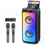 JYX Party Pop Speaker With 2 Wireless Microphones, Portable Bluetooth Box for Adults & Kids, Big Karaoke Set With Mic System, Disco Light for Gatherings at Home, Stage Subwoofers