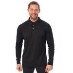 Merino Wool Polo Shirt Men - Anti-Odor 100% Merino Wool Shirts for Men Long Sleeve Breathable (Large, Long Sleeve Charcoal)