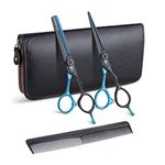 Purple Dragon Blue Hairdressing Scissors Set Japanese Steel 5.5 Inch Hair Cutting Shears Thinning Scissors Kit -Razor Sharp- Barber Hair Cutting Scissors with Fine Direct Adjustment Knob