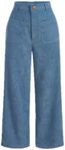 lluviacida Women's Solid Patch Pocket Corduroy Mid Rise Wide Leg Pants Baggy Spring Break High Waist Button Detail De 0S ca Denim Blue