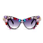 willochra Oversized Diamond Sunglasses Women Rhinestone Cat Eye Sunglasses Vintage Men bling party sunglasses Eyewear, C1, Middle