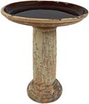 Sunnydaze Toulon 24.5" H Outdoor Ceramic Bird Bath - UV- and Frost-Resistant - Glazed Bowl - Brown Lava Finish