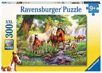 Ravensburger 12904 Wildpferde am Fluss Animals-Wild Puzzle-12904 River-Horse Puzzle for Children from 9 Years, with 300 Pieces in XXL Format, Yellow, 19 x 14