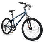 Goplus Mountain Bike, 20/24 Inch Kids Bicycle w/ 6-Speed Drivetrain, Suspension Fork, Dual Brakes, Adjustable Seat, Outdoor Cycling Children City Bike for Boys Girls (24Inch,Navy)
