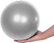 PRANIJ Durable Small Soft Yoga Exercise Balls with Inflatable Straw, Mini Pilates Ball 23 CM/9 Inchs for Core Training Exercise (Grey)