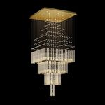 Harold Electricals Rubiq Modern High Ceiling Crystal Raindrop Chandeliers for Foyer Entryway, Staircase, Hotel, Living Room Décor -30X30X72 Inchs (Gold Plate)