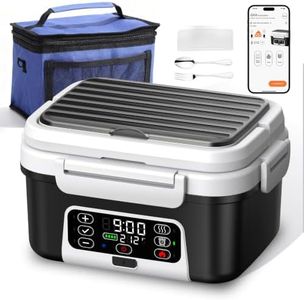 APP Control Cordless Electric Heated Lunch Box, 1.5L - 6.3 Cups 100W Rechargeable Smart Self-Heating Food Warmer with Removable Divider, Spoon, Fork, BPA Free, Portable Lunchbox for Car Travel Office