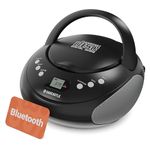 Portable Bluetooth CD Boombox with FM radio | CD, CD-R, CD-RW | 30 Presets | Easy Controls, LED Display, Headphone Jack | OAKCASTLE CD250 (Black)