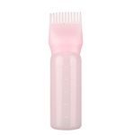 NAUZE 1 Pack Pink Hair Dye Brush Bottle Root Comb Applicator Bottle Hair Coloring Dye Applicator Scalp Treatment Bottle (Pink)