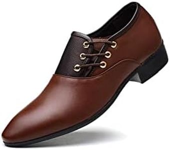 EndoraDore Mens Oxfords Leather Lace Ups Dress Shoes Slip On Pointed Toe Derbys Classic Formal Business Shoes Smart Brogues, Brown, 6 US