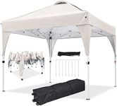 Gazebo, Ej.Victor 2.5x2.5m Pop Up Gazebo Instant Folding with Wheeled Bag, Outdoor Gazebo Tent for Vendor Events, Outdoor Craft Show, Farmers Markets(Khaki)