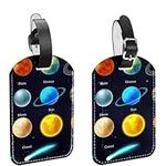 2 Pack Luggage Tag for Suitcase, Cosmos Stars Planets Galaxy Icons Set Suitcase Tags