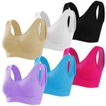 Memoryee Sports Bras Women 6 Pack Set Plus Size for Large Breasts Non Wired Inserts Washable Padded Push Up Multipack Vest Crop Top for Yoga Running Jogging Gym 6Colors1 L