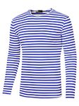 uxcell Men's Striped T Shirt Crew Neck Long Sleeve Casual Cotton Pullover Tee Top Blue Stripe 42