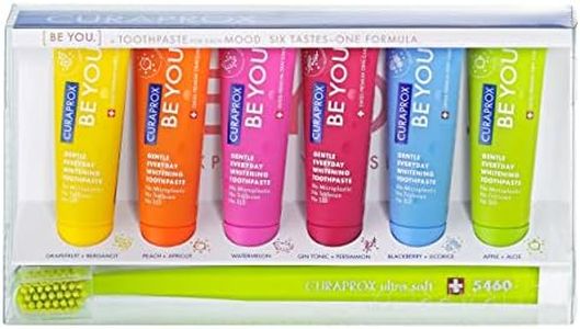 Curaprox Be You Six button pack, tasting set with all 6 different toothpastes of the Be-you line, 6x 10 ml toothpaste and 1x toothbrush CS 5460.