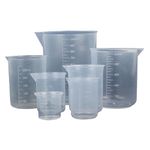 Aselected 7 Pack Plastic Measuring Jugs Heat Resistant Measuring Jugs Set Plastic Jug Beakers Labs Graduated Beakers Mixing Cups Liquid Baking Cooking Measure Tool(Multi-Capacity Combinations)