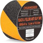 CHUANGSEED Heavy Duty yellow and black Anti Slip Tape 2" x 35Ft (5cm x 10.6m) High Traction strong grip Tape For Outdoor/Indoor Safety Non Skid Roll Traction Tread Warning Tape