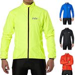 Fdx Men’s Cycling Jacket - Waterproof Lightweight Breathable MTB Cycle Rain Tops - High Visibility Full Sleeves Taped Seams Reflective Jersey - Windproof Coat for Running, Bike Racing (Yellow, Medium)