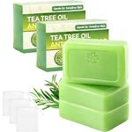 3 PCS Tea Tree Antifungal Soap Bar – Purifying Face & Body Soap for Blemish-Prone Skin, Deep Cleansing, Controls Oil, Refreshing Scent