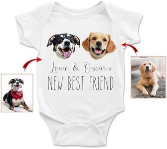 GAMMIE Custom Baby Bodysuit with Pet Portrait, Pregnancy Annoucement Gift, New Best Friend Onesie, Dog-Themed Onesie, Baby Gifts, Custom Dog and Cat Breeds, Toddler Baby Boy Girl Bodysuit