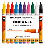 Molotow One4All 127HS Acryl Marker Basic-Set 1 (2,0 mm Strichstärke, hochdeckend und permanent, UV-beständig, für fast alle Untergründe) 10 Stück sortiert