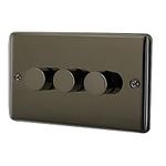 Albert Austin 3 Gang Push Dimmer Two Way Dimming Easy On Off Button 3 Gang Design Easy to Install with Fixing Screws Suitable for LED Lamps Long Lasting Usage 2 Way PGM 33865 400W Black Nickel