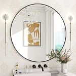 BEAUTYPEAK 30 Inch Round Mirror, Bl