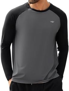 Angel season Men's Rash Guard Shirts Long Sleeve Summer Sun UPF 50 Quick Dry Waterproof Swim Shirt Outdoor Swimwear Smoke Gray S