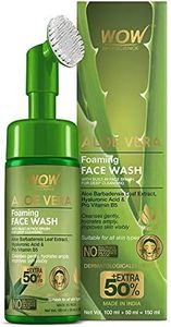 WOW Skin Science Foaming Aloe Vera Face Wash | Built in Brush for Deep Cleansing | For Oily & Dry Skin | Anti Acne | Gentle, Clear Skin | Paraben & Sulphates Free | Face Wash for Women & Men | 150 ml